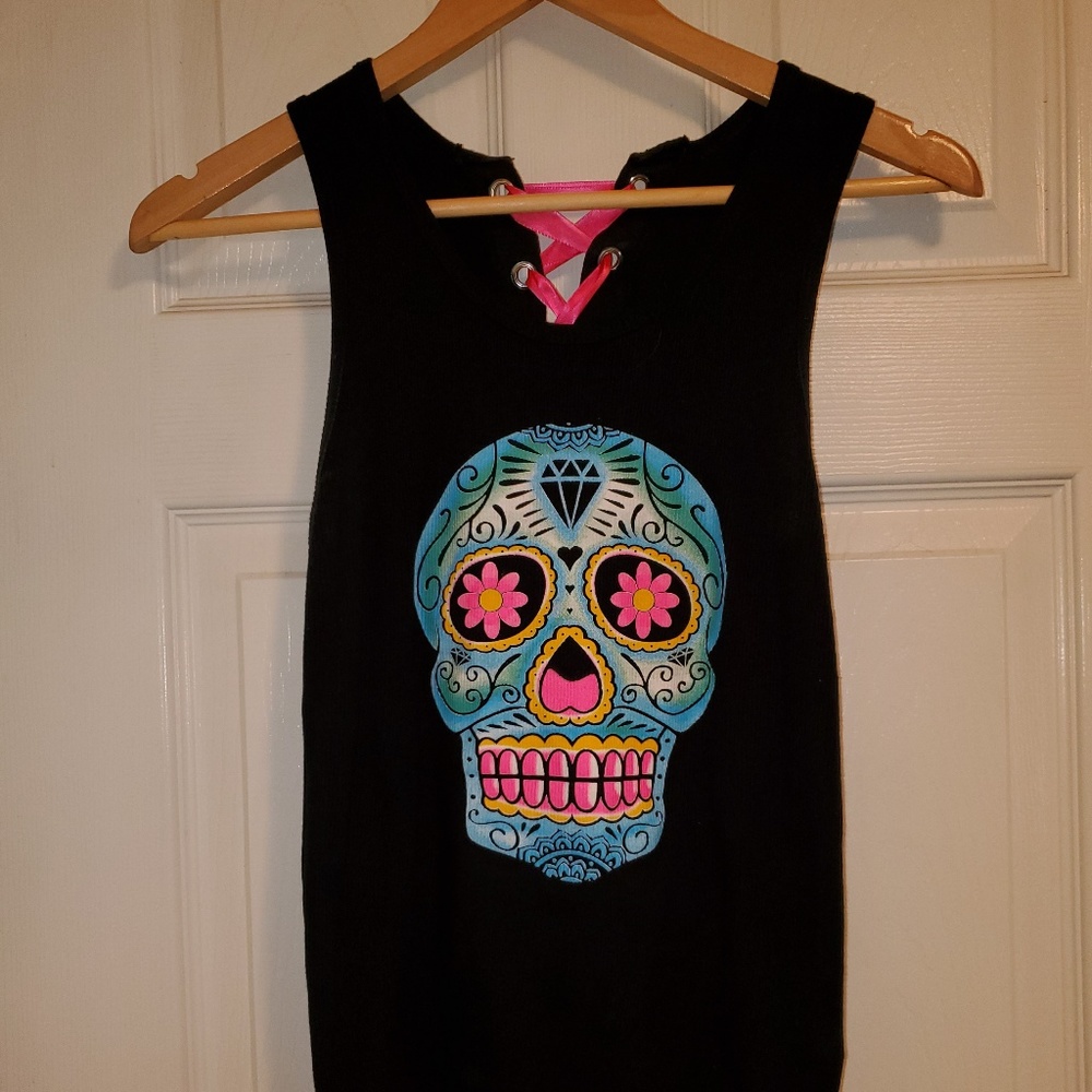 Black Sugar Skull tank top - L